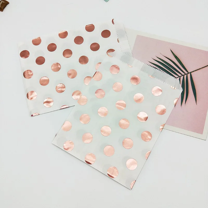 Крафт бумажный мешок конфеты печенье попкорн коричневый белый волнистый горошек