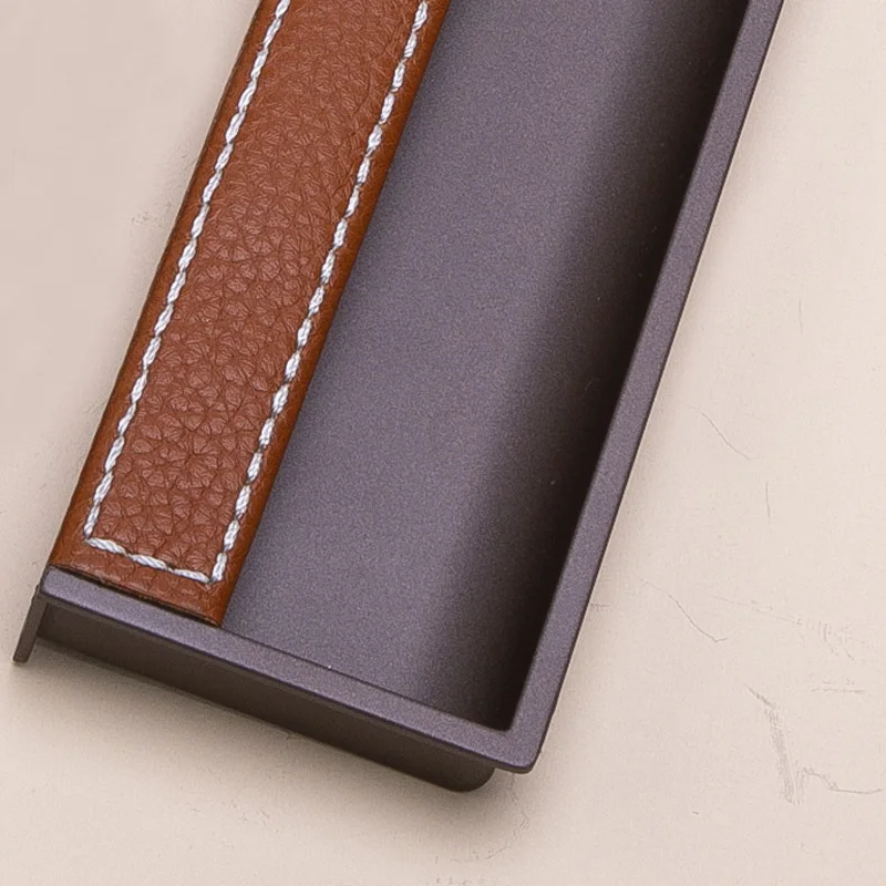 Простой шкаф для мебели квадратная ручка со скрытой кожаной ручкой раздвижных