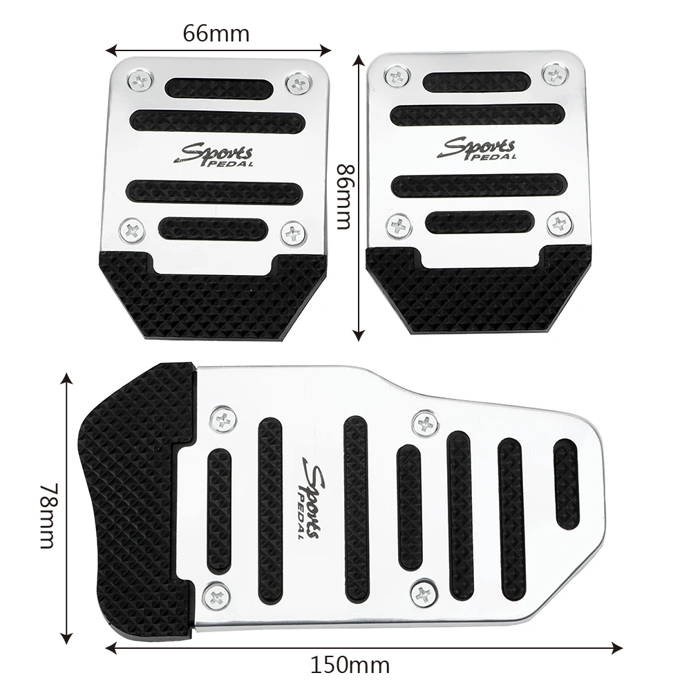 

3Pcs Aluminium Alloy Car-styling Car Pedal Cover Set Car Foot Treadle Cover Pad Auto Vehicle Non-slip Pedal Manual Transmission