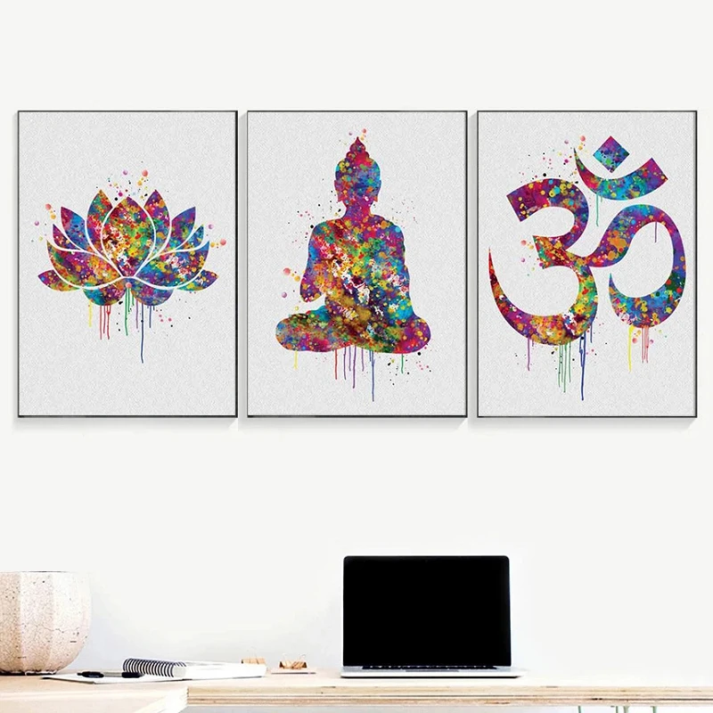 Настенная картина с изображением Будды цветов лотоса символов и буддизма -