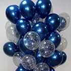 15 шт. световой синие шары с Золотой хром звезда прозрачные латексные Globos для Одежда для свадьбы, дня рождения 2021 Новый год Декор