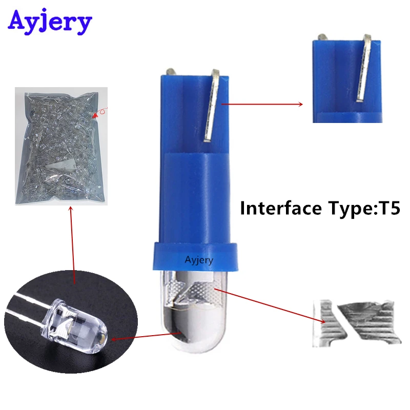 AYJERY 10 шт. T5 Белые желтые синие красные зеленые светодиодный ные лампы с