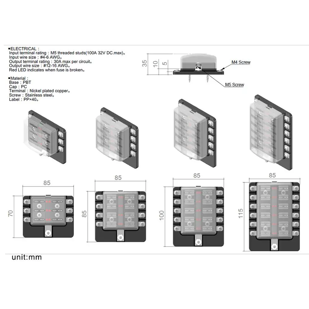 6 Way Blade предохранитель блок предохранителей цепи держатель предохранителя