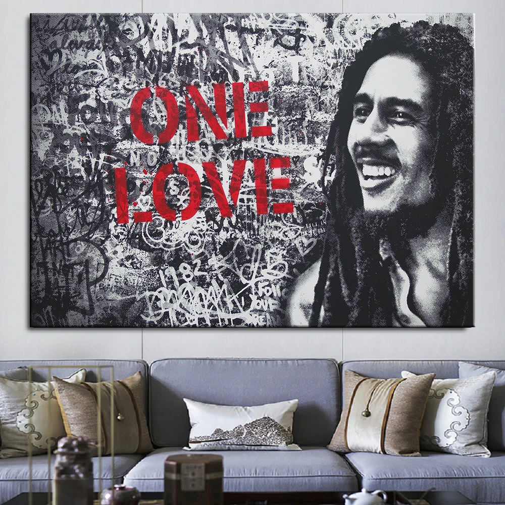 

Modern Abstract One Love Graffiti Poster Prints Wall Art Canvas Painting Colorful Decorative Painting for Living Room Home Decor