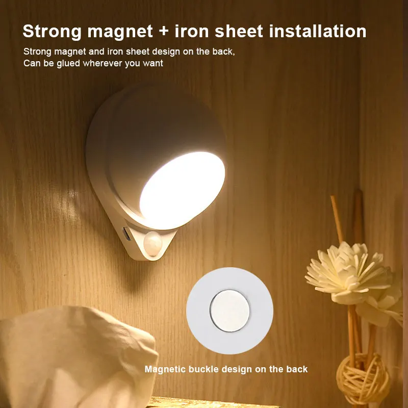 

Human body induction night light 360° rotating drop-shaped bedroom bedside staircase corridor cabinet induction lamp