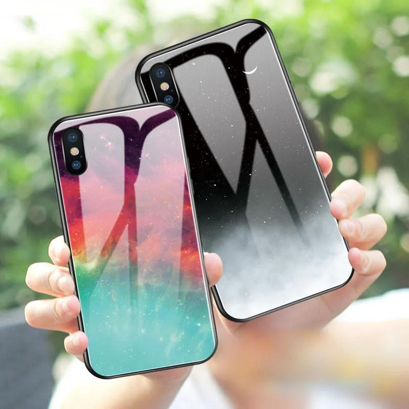 Чехол из закаленного стекла Nebula для iPhone 11 Pro X XS Max XR 8 Pluse 7 6 6S чехлы со звездным