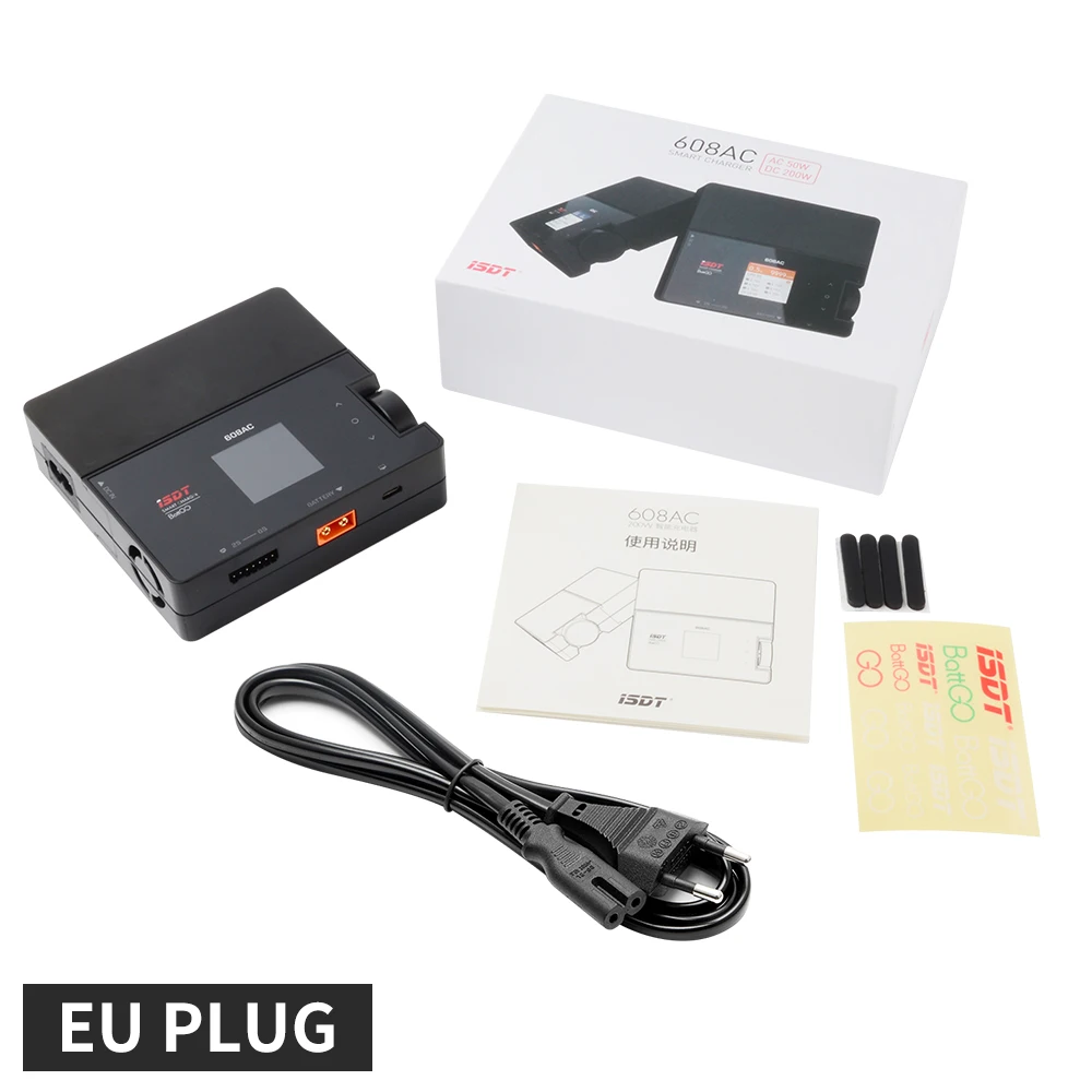 Cargador de bater&iacute;a inteligente ISDT 608AC AC 60W DC 200W 8A BattGo, descargador con fuente de alimentaci&oacute;n desmontable-0