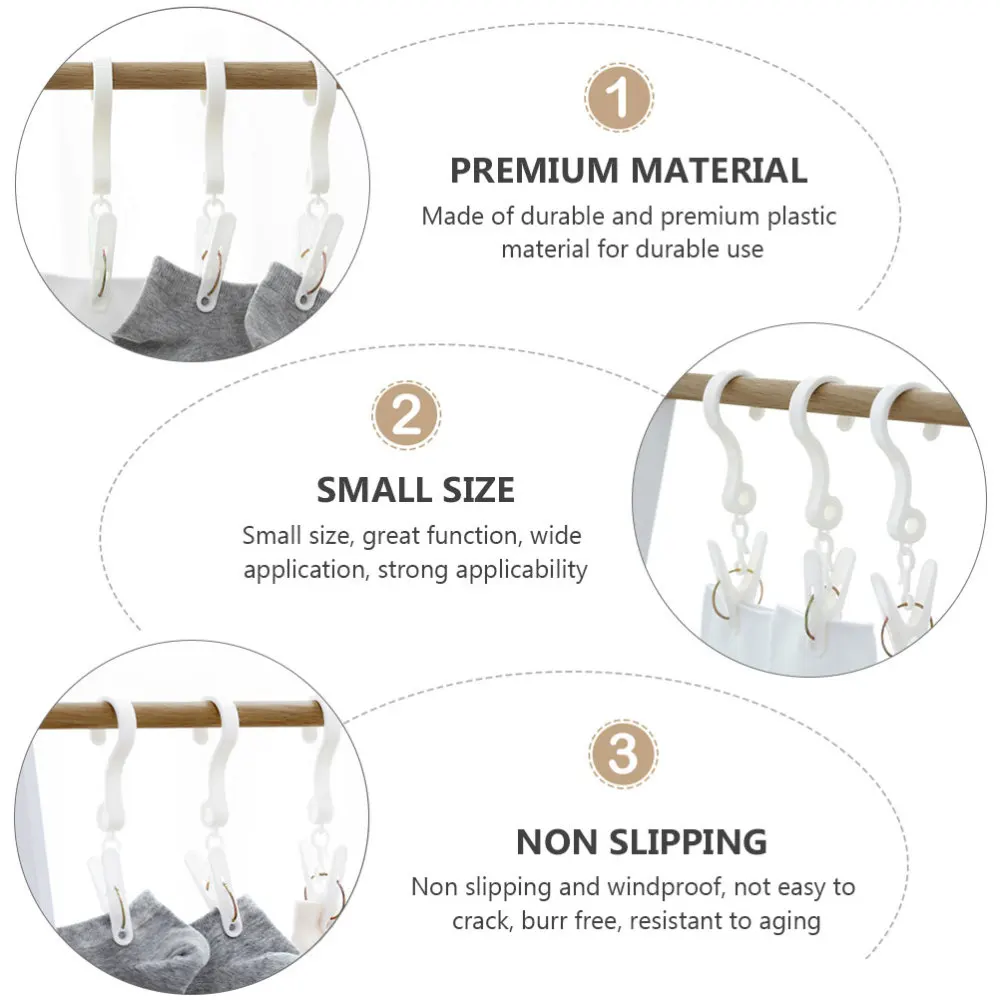 

6pcs Windproof Clothespins Clothes Fixing Clips Household Clothespins (White)
