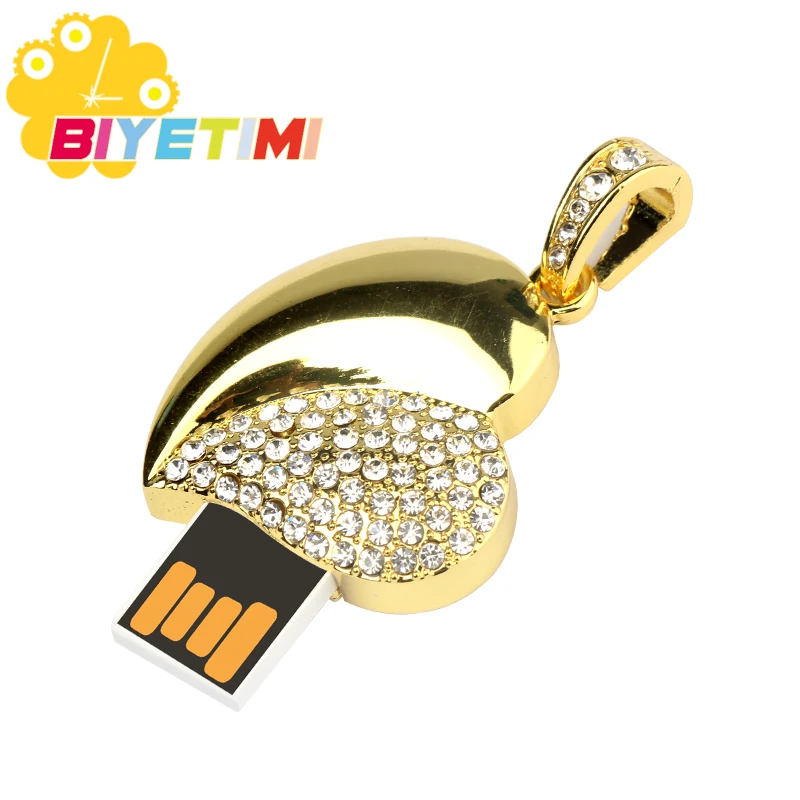 Usb флеш накопитель Biyetimi реальная емкость Алмазное сердце с кристаллами любви 8 ГБ