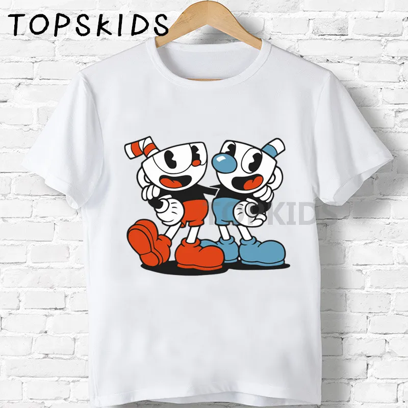 2019 Детские футболки с мультяшным принтом Dabbing Cuphead забавные детские топы для