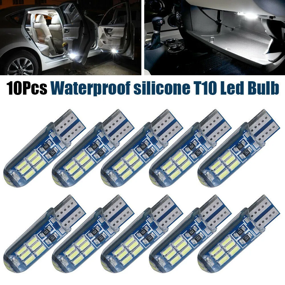 

Car T10 LED Light Bulb Error Free Indicating Light License Plate Light White 10 Pcs