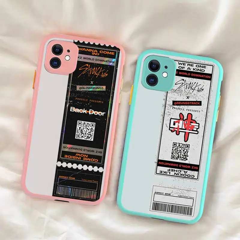 

YNDFCNB Stray Kids Air tickets Design Phone Case for iPhone X XR XS 7 8 Plus 11 12 pro MAX Translucent Matte Shockproof Case