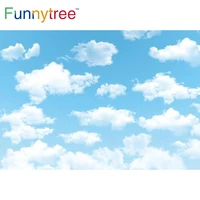 funnytree blue sky backdrop white clouds birthday party baby shower newborn travel aviator welcome photophone background
