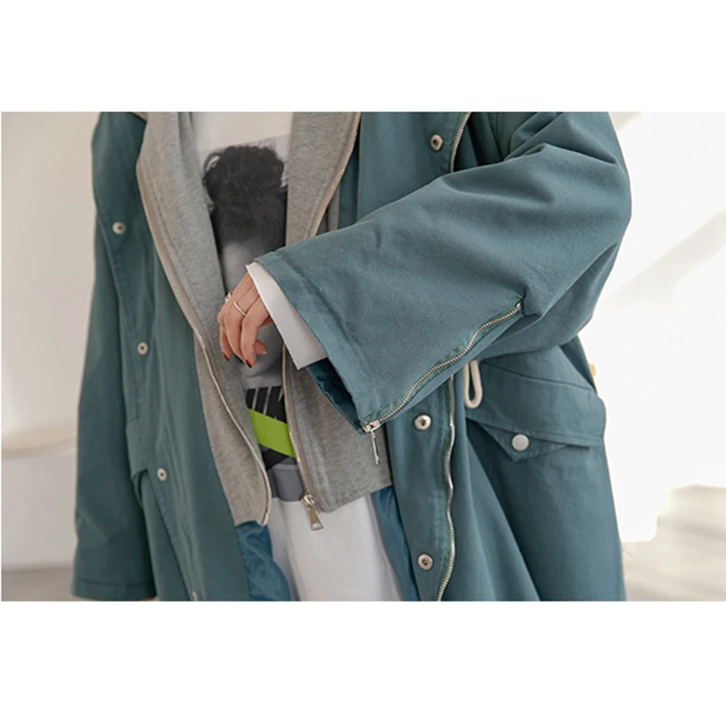 Весенне-осенние куртки для беременных женщин цвета хаки с длинным рукавом