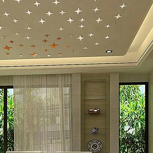 Съемный 50 шт. 3D зеркальный эффект в форме звезды домашний декор наклейки для стен