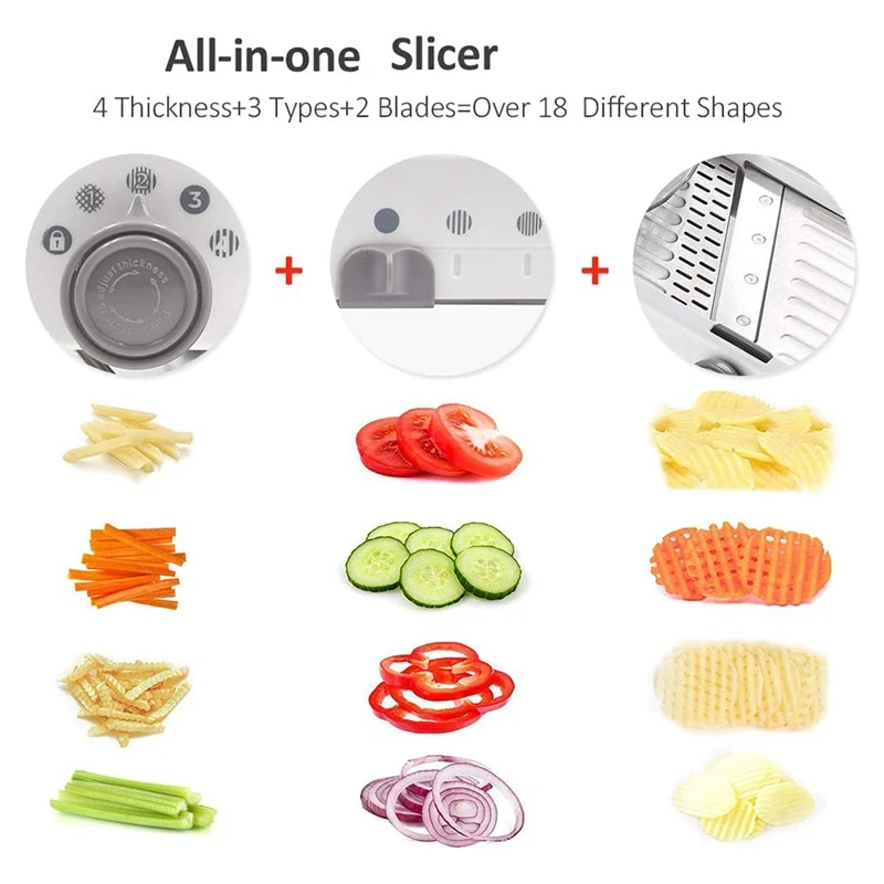

6 in 1 Adjustable Slicer Stainless Steel Manual Graters Slicers Vegetable Fruits Julienne Chopper Cutter Food Grater