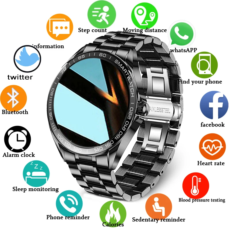 

Fashion Full Touch Screen Men's Smart Watch Heart Rate Sleeping Monitor Sports Tracker Bluetooth Waterproof Luxury Smartwatches