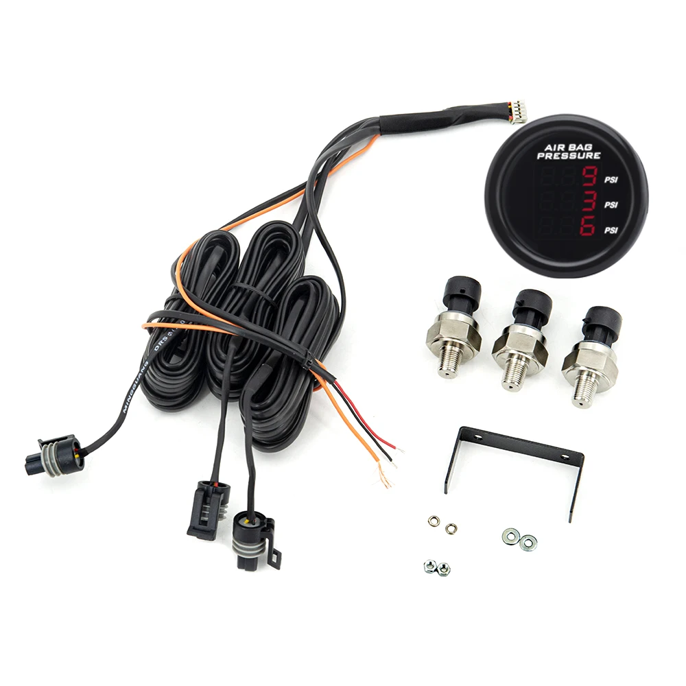 

Манометр воздушный с тройным дисплеем, 52 мм, красная и синяя светодиодсветодиодный подвеска, 3 шт, 1/8NPT электрические датчики