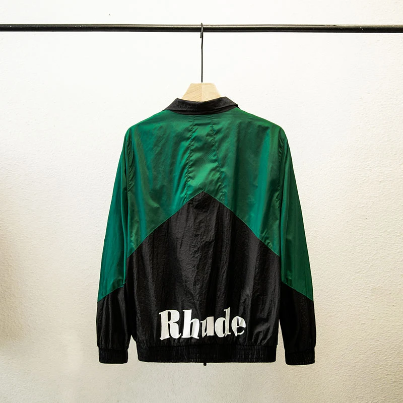 

Tags Contrast Stitching Windbreaker Coat Inside Mesh Rhude Stitched Jacket 1:1 Men Women Casual Logo Zipper RHUDE Flight Jacket