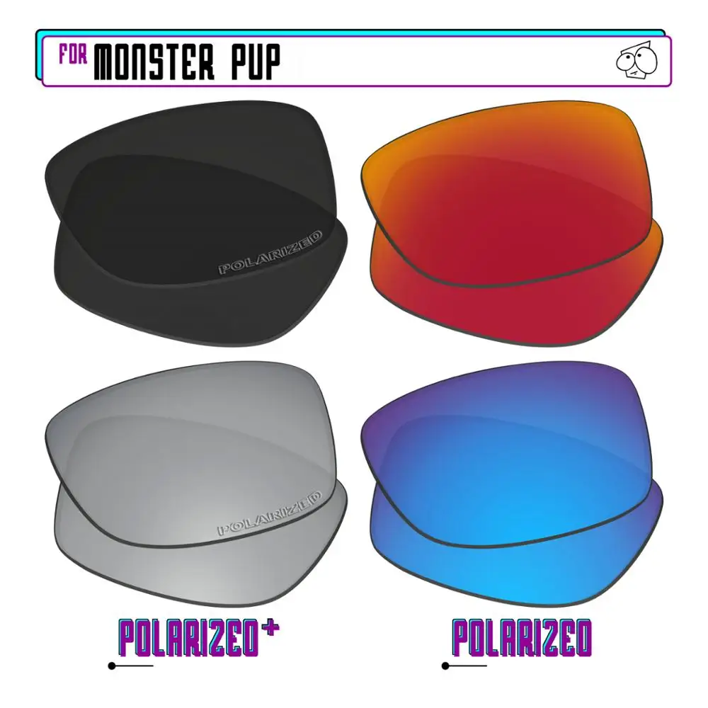 EZReplace Polarized Replacement Lenses for - Oakley Monster Pup Sunglasses - BkSrP Plus-RedBlueP