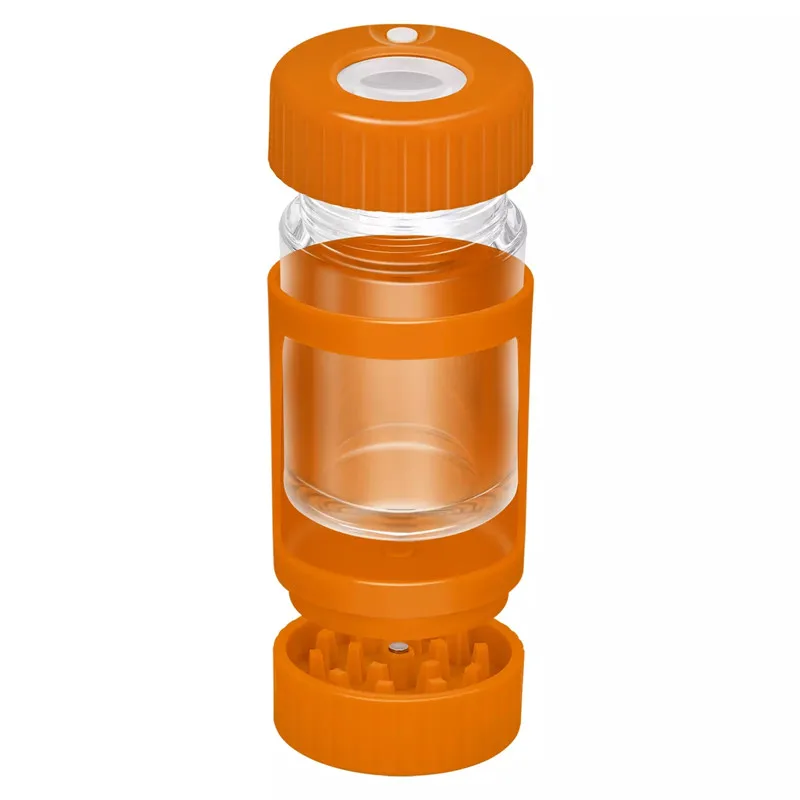 

4 In 1 LED Tobacco Jar Plastic Rechargeable Air Tight Storage Herb Stash Container with Grind Herb Jar Weed Accessories