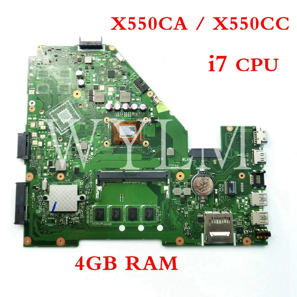 

X550CA Motherboard I7 CPU 4GB RAM REV2.0 For ASUS X550CA X550CC Y581C X550CL R510C X550C Laptop Mainboard 90NB0BT0-R00030
