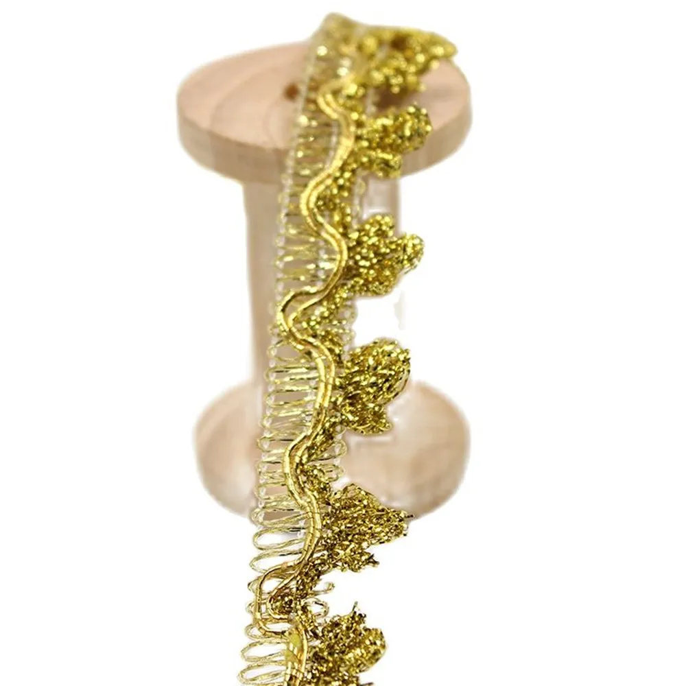 1 ярд последняя Золотая кружевная ткань аппликация кружевной воротник 2 см -