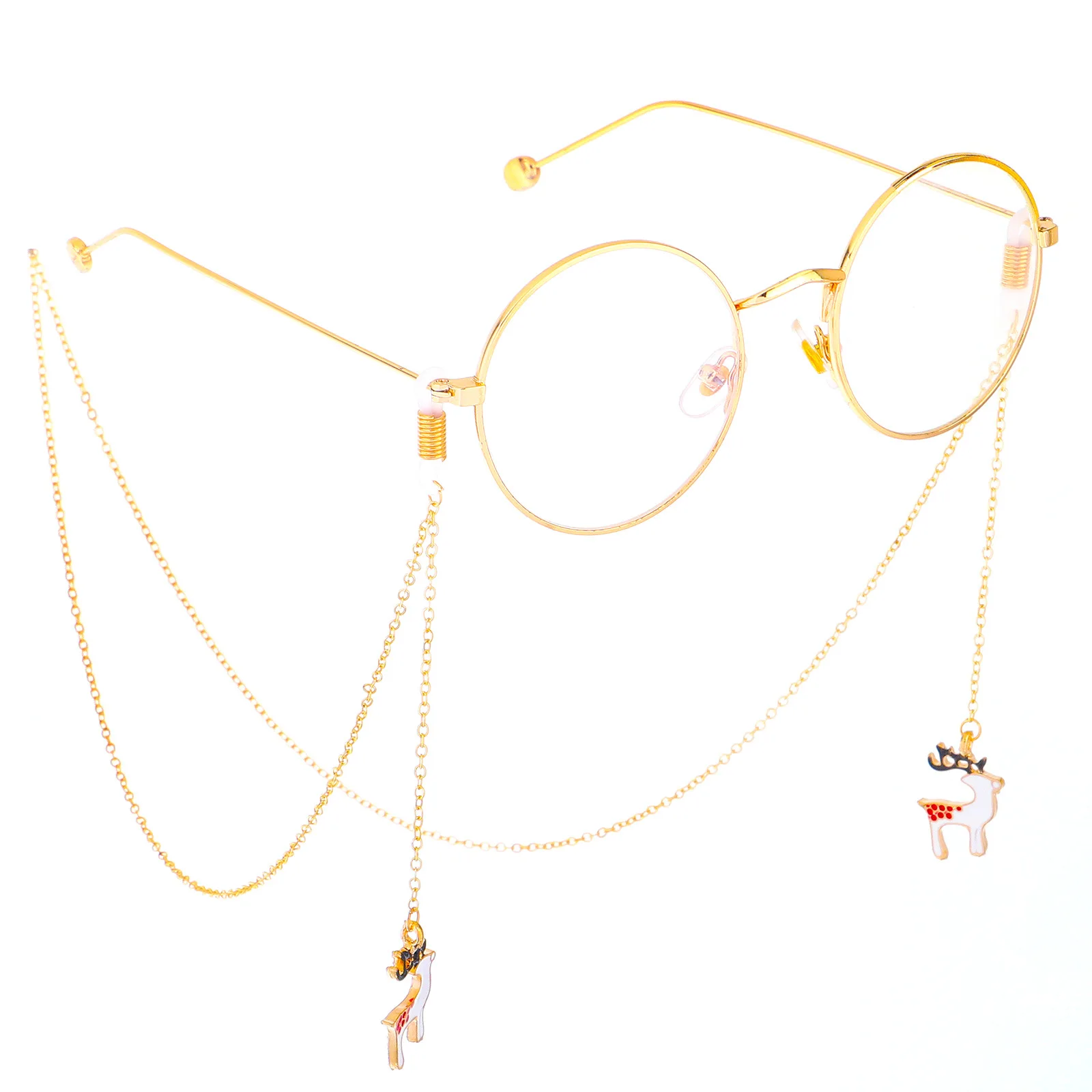 

New Creative Christmas Deer Glasses Chain Metal Eyewear Accessories Lovely Eyeglass Chain Holder Cord Lanyard Necklace