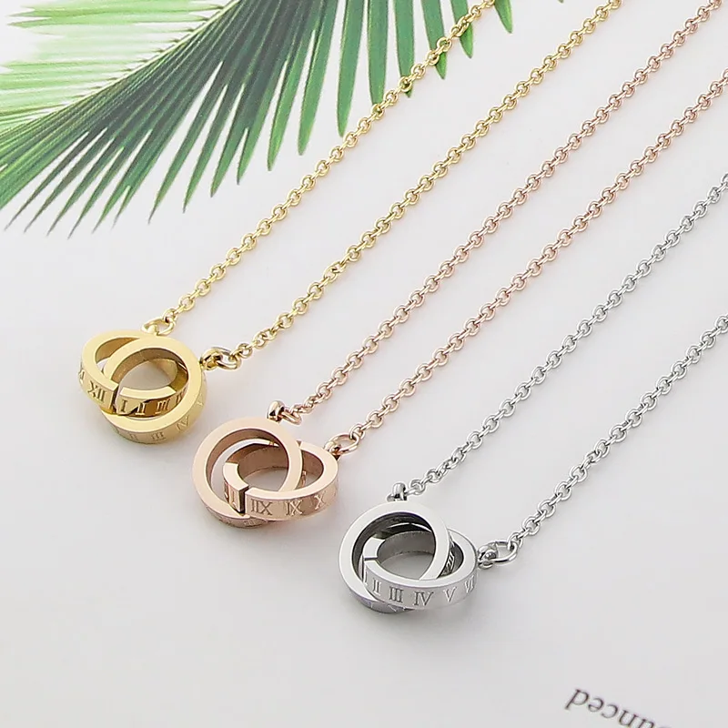 Лидер продаж новое модное двойное колье с римскими цифрами женское ожерелье для