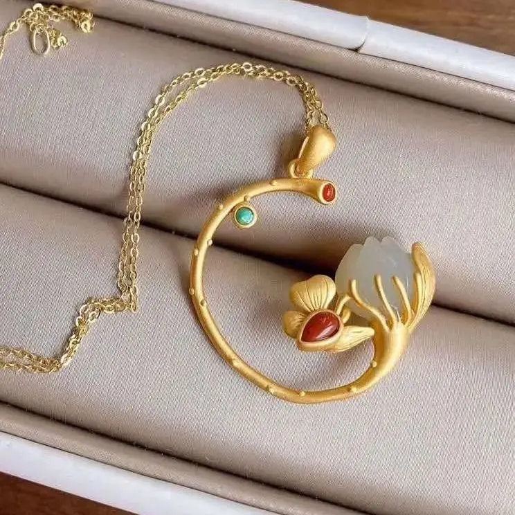 

Ожерелье с подвеской из натурального нефрита в китайском стиле