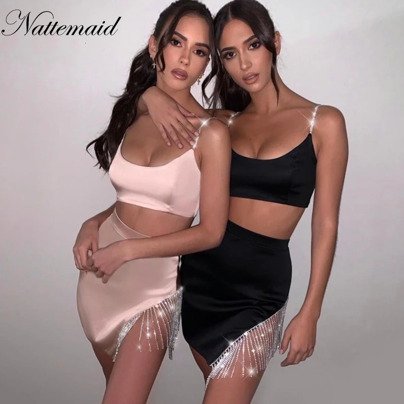 Женский формальный костюм NATTEMAID из двух предметов: топа на молнии и юбки с