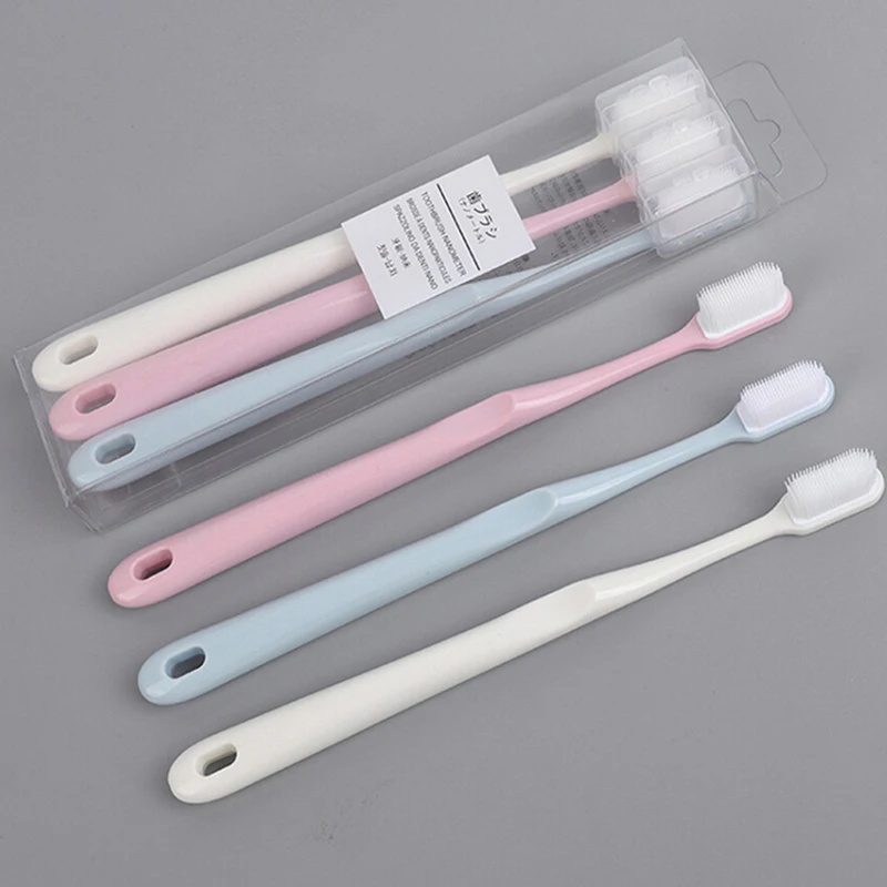 

3PCS/Pack Ultra Soft Toothbrush Nano Brush Portable Soft Hair Tooth Brush Eco Friendly Brushes Oral Cleaning Care Tools