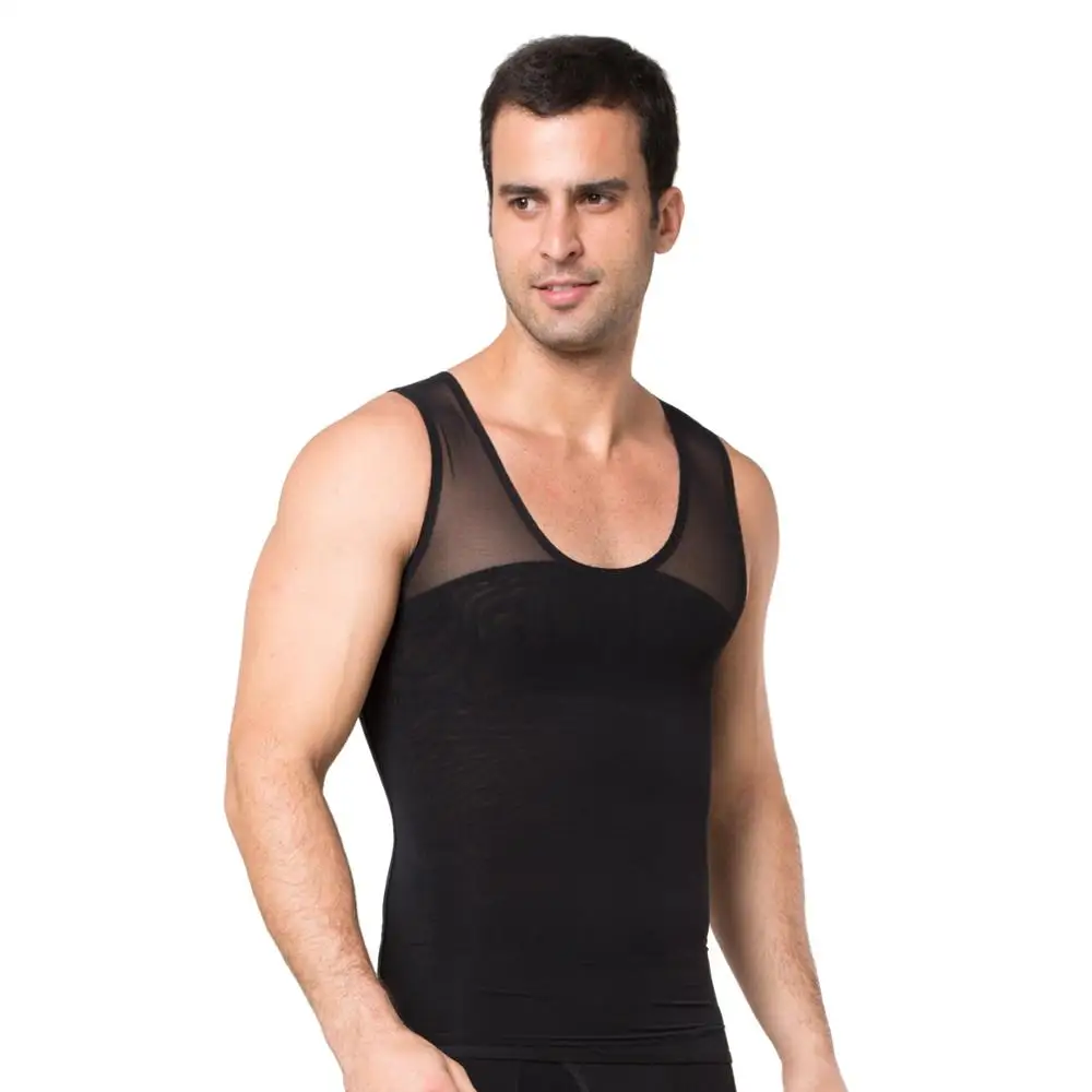 

MS081 Black White Men Neoprene Shaperwear Waist Traine Sauna Sweat Vest Body Shaper Cincher Corset T-Shirts Slimming
