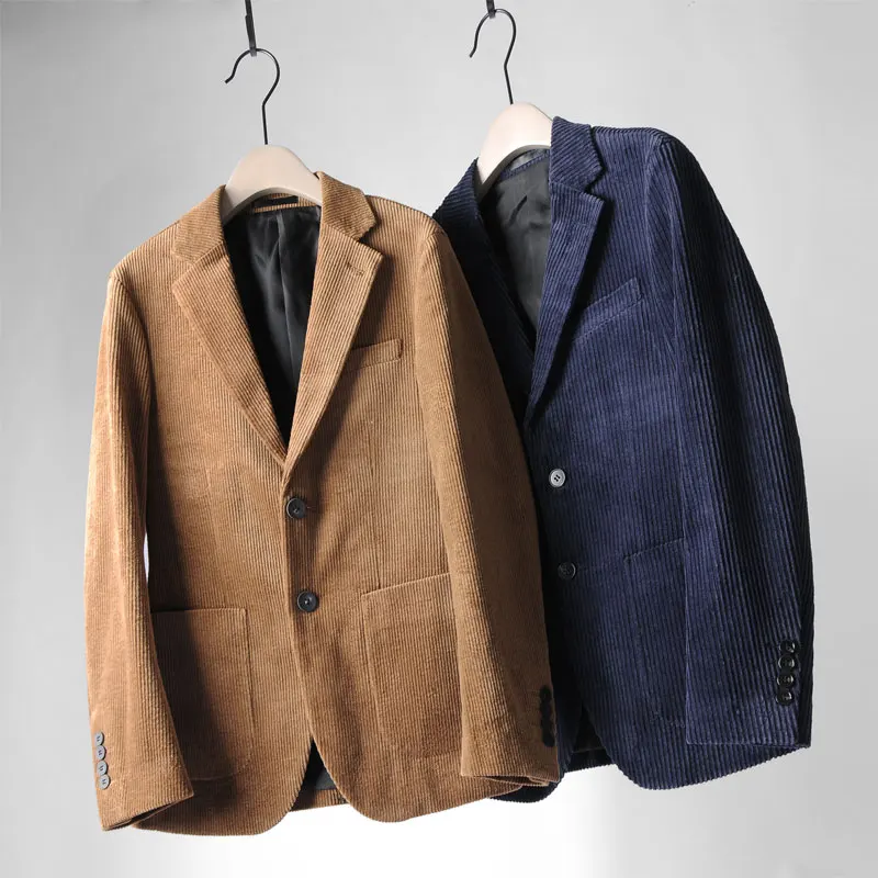 

Mens Corduroy Blazers Solid Color High Quality Casual Corduroy Single Breasted Suit Men Blazer Masculino Clothing Vetement