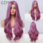 Длинные Синтетические фиолетовые термостойкие волосы для женщин, афро-американский парик для косплея