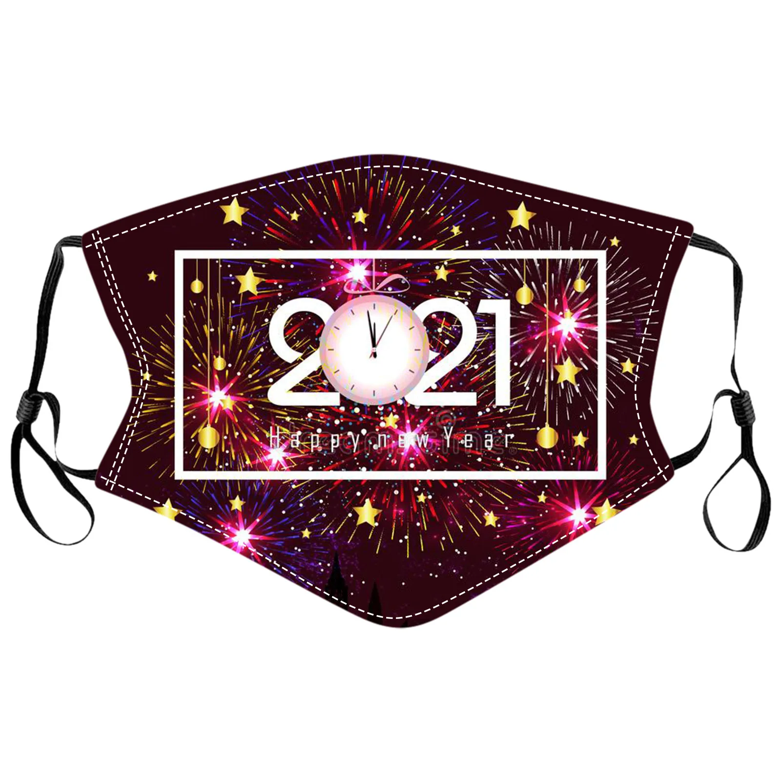 

Mscara facial 2021 Happy New Years Adult Mask Washable Reusable Mouth Cover Face Masks Bandage mask for face with filter masque