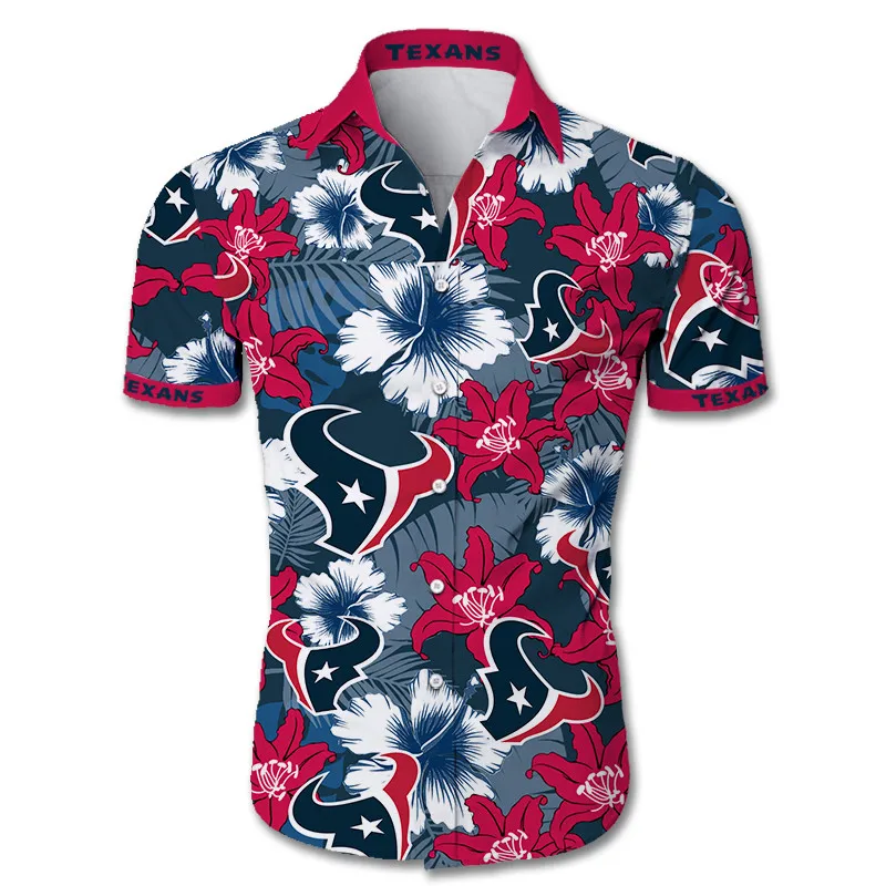 

2021 Houston geometric bull head print men's Texans 3D hawaiian shirts