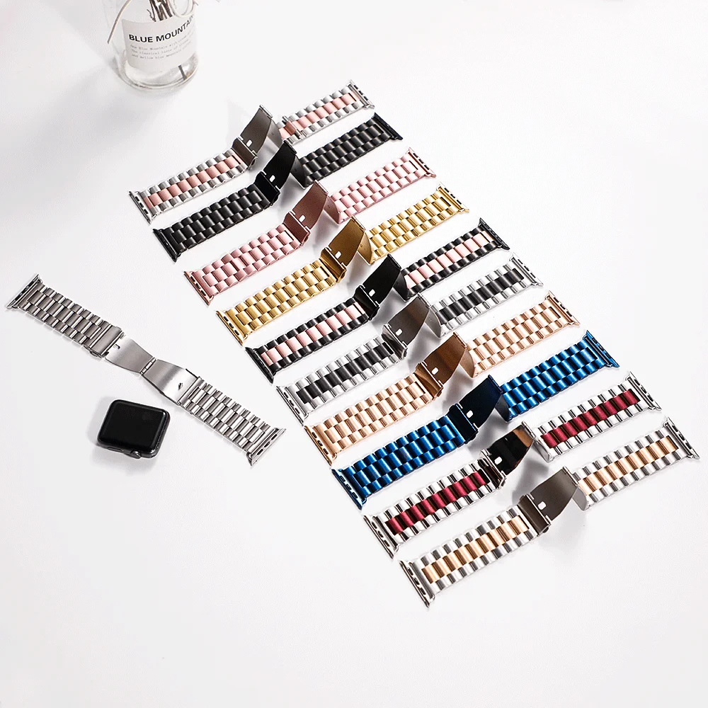 Ремешок из нержавеющей стали для apple watch band 44 мм 40 42 38 металлический браслет