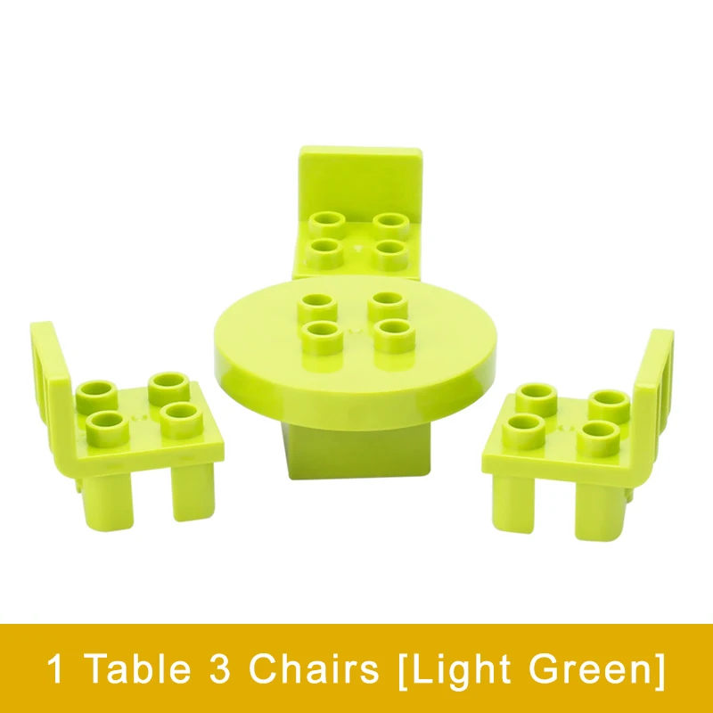 

Big Building Blocks Furniture Bathroom Kitchen Accessories Sofa Table Chair Bed Cabinet Kettle Wardrobe Brick Gift Toys