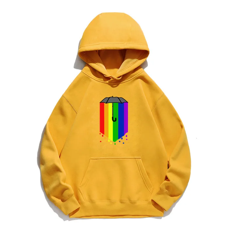 

Women Hoodie Umbrella Rainbow Printed Hoodies Women Fleece Long Sleeve Loose Sweatshirt with Hat Girls Pullovers Winter