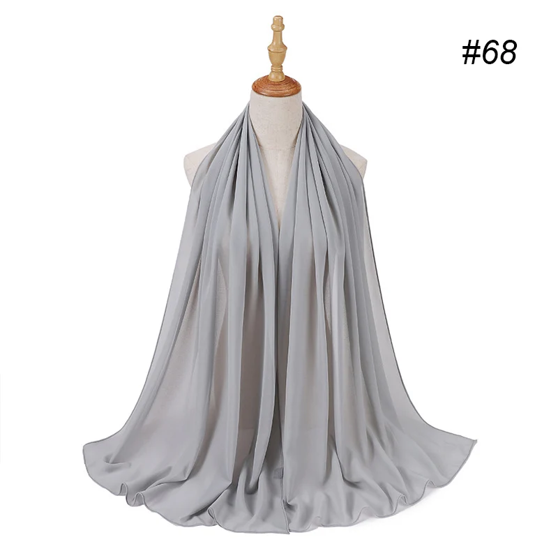 Шифоновый хиджаб для мусульманских женщин однотонный головной платок