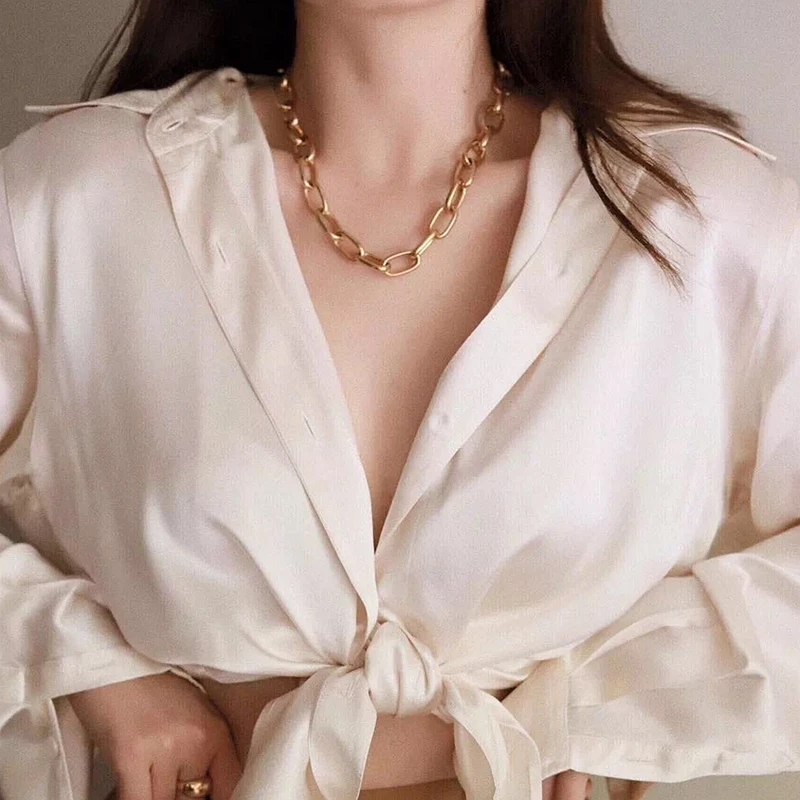 Роскошные золотистые комплекты ювелирных изделий из крупных звеньев цепи