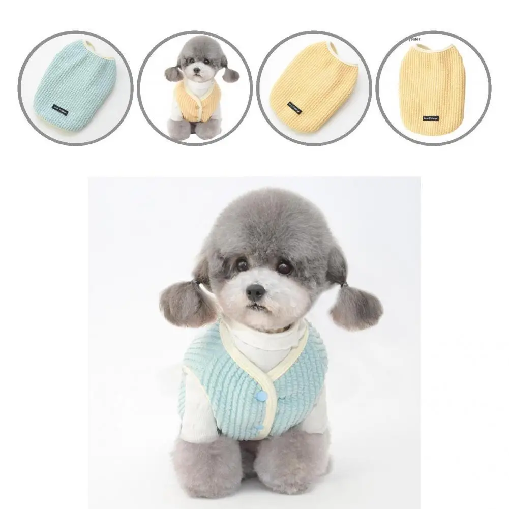 

Soft Texture Cute Warm Pet Dog Cats Vest Coat Outfit Fine Workmanship Pet Coat Round Neck Pet Supplies