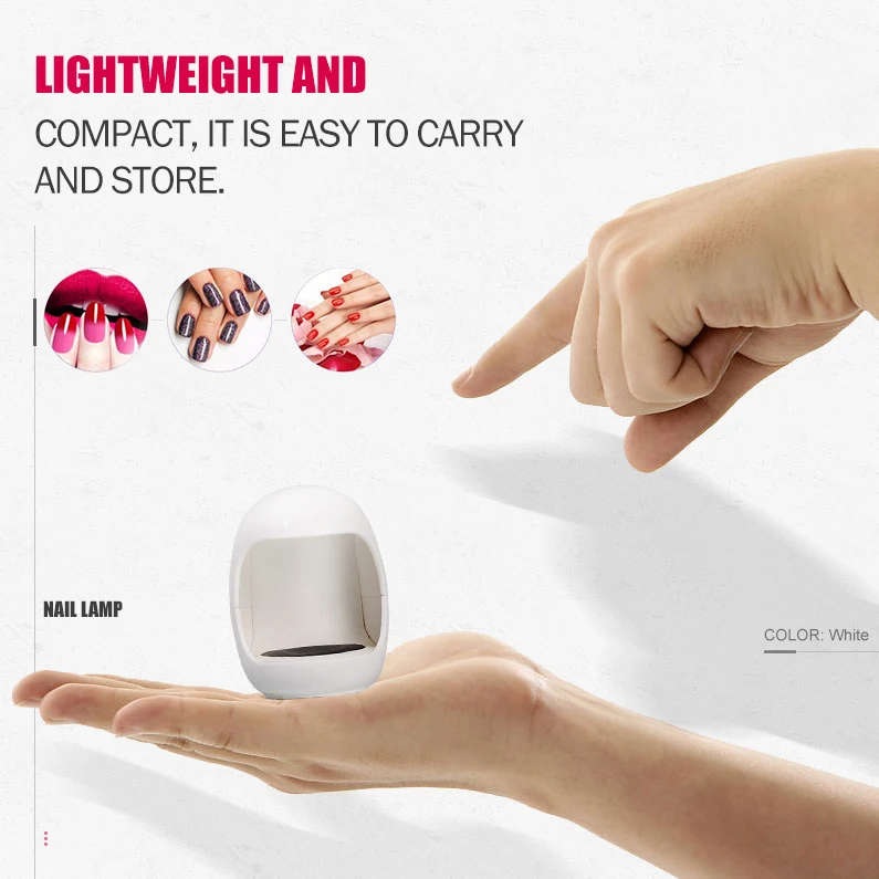 Светодиодный мини маникюрный светильник 3 Вт маленький и легкий ПВХ таймер для