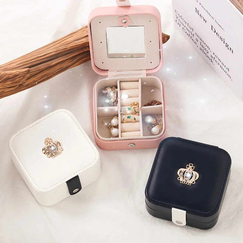 

Модный кожаный Органайзер для ювелирных изделий, серьги, кольцо, ожерелье, коробка для хранения ювелирных изделий, двухслойный женский косм...