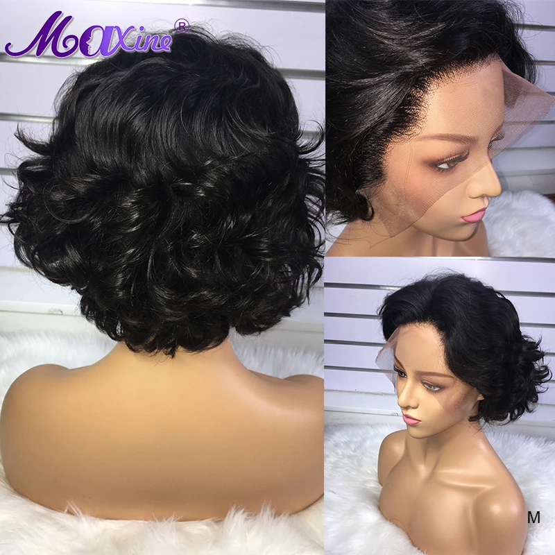 Парик Pixie Cut свободная волна короткий Боб кружевной передний парик 13х4 волосы Remy
