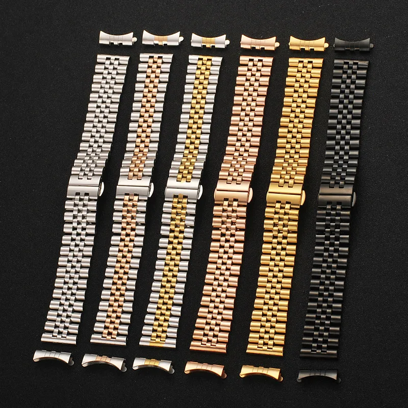 Full Stainless Steel Watchband 12mm 13 14 16 17 18 19 20 21 22mm Arc Interface Hollow Wristband Straps Band Bracelet With Pins enlarge