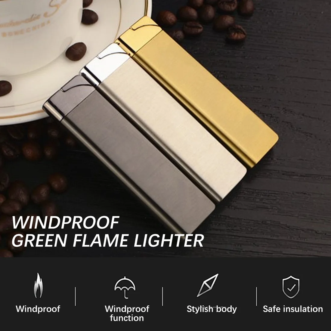 

Lighters Ultra Thin Inflatable Butane Gas Cigarettes Lighter Mini Windproof Jet Metal Lighter Smoking Tool Cigarette Accessories