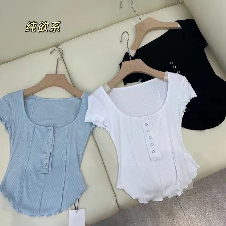 

New Summer Top Sexy T Shirt Women Elasticity T-Shirt Summer Tee Woman Clothes Slim Tshirt Female Skinny Cotton Short Sleeve Tops