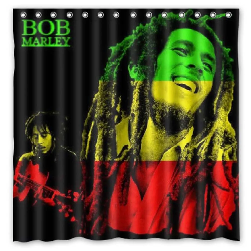 Креативные шторы для душа Vixm Bob Marley Reggae с музыкальным рисунком водонепроницаемые